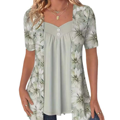 👚Top patchwork floreale irregolare da donna✨