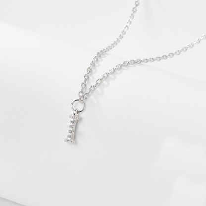 Collana con lettera iniziale tempestata di argento 925 I 45 cm