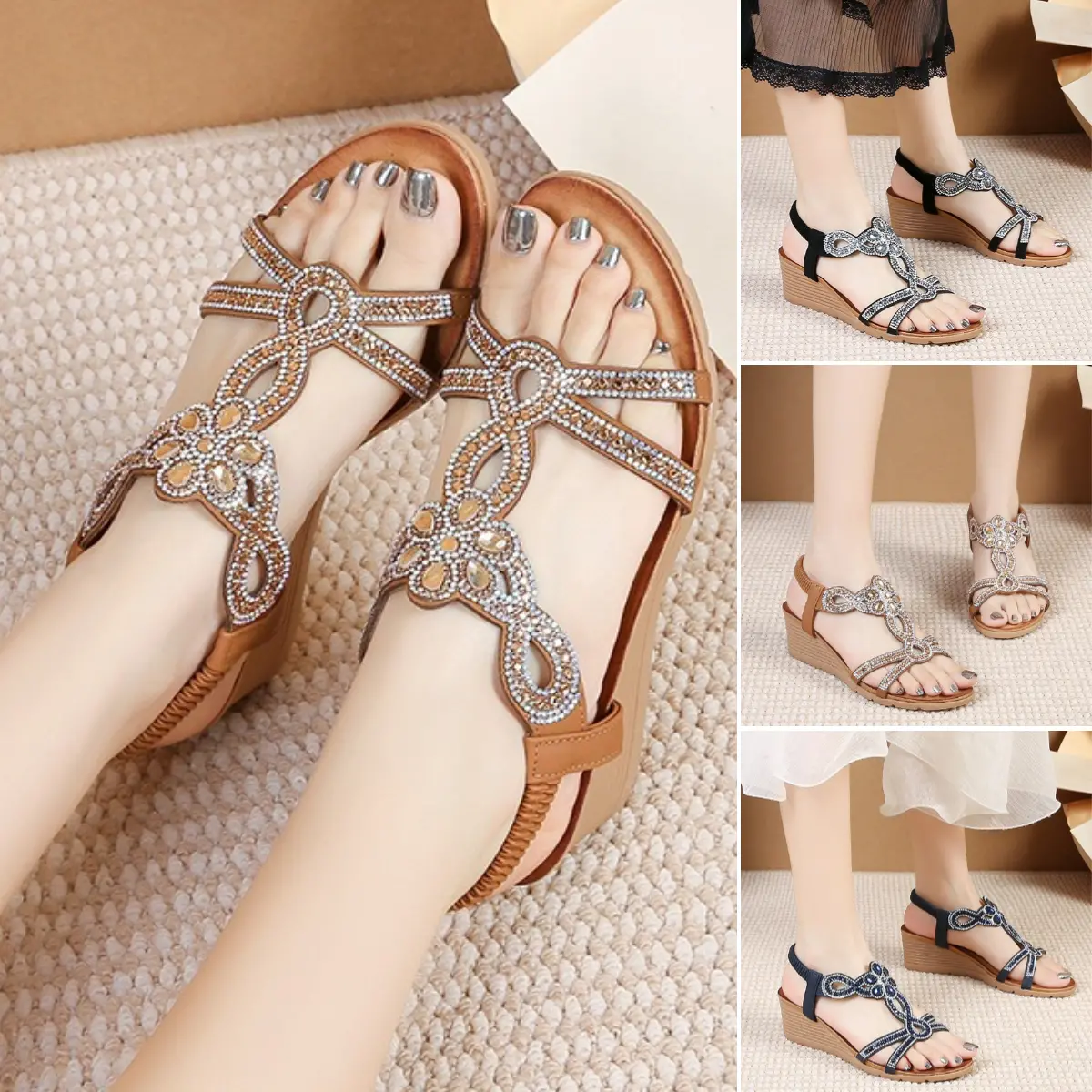 🎉【35-42】Pantofi de dama noi, la moda, con talpa grossa, con stras