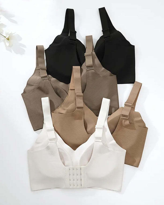 Reggiseno senza ferretto regolabile a quattro file in tinta unita da donna