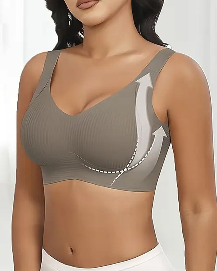 Reggiseno senza ferretto regolabile a quattro file in tinta unita da donna