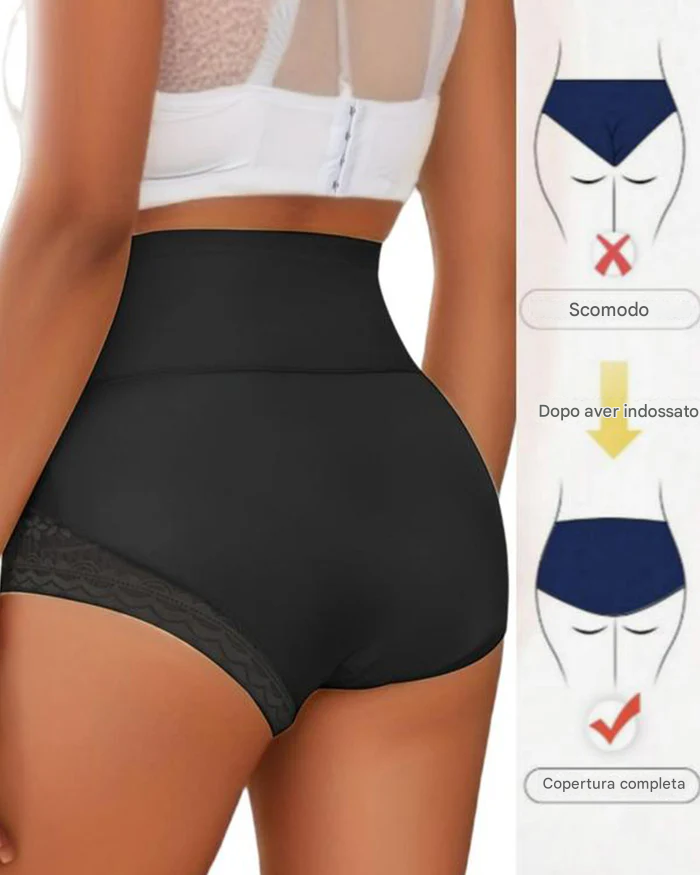 Mutandine modellanti senza cuciture a vita alta in pizzo sottile da donna