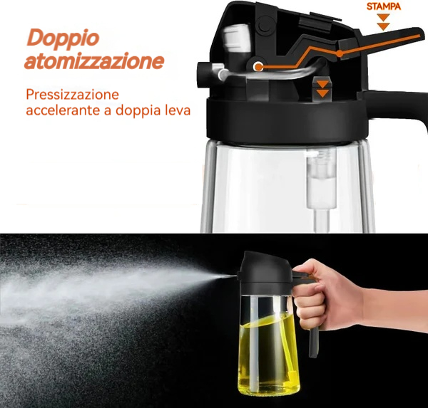 Flacone spray per olio 2 in 1