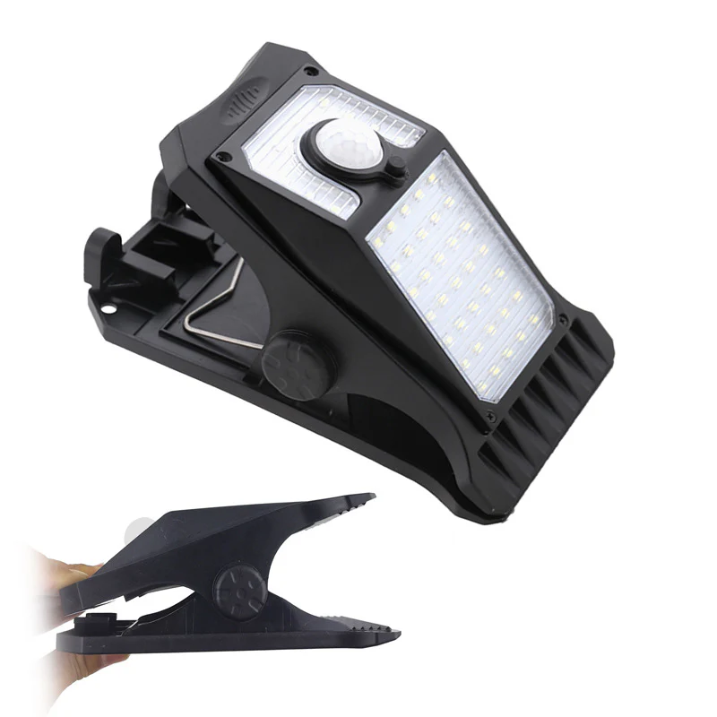 Luce solare da giardino Witimsel con morsetto, luce con sensore, luce per recinzione e balcone, luce da parete per giardino, illuminazione senza foratura
