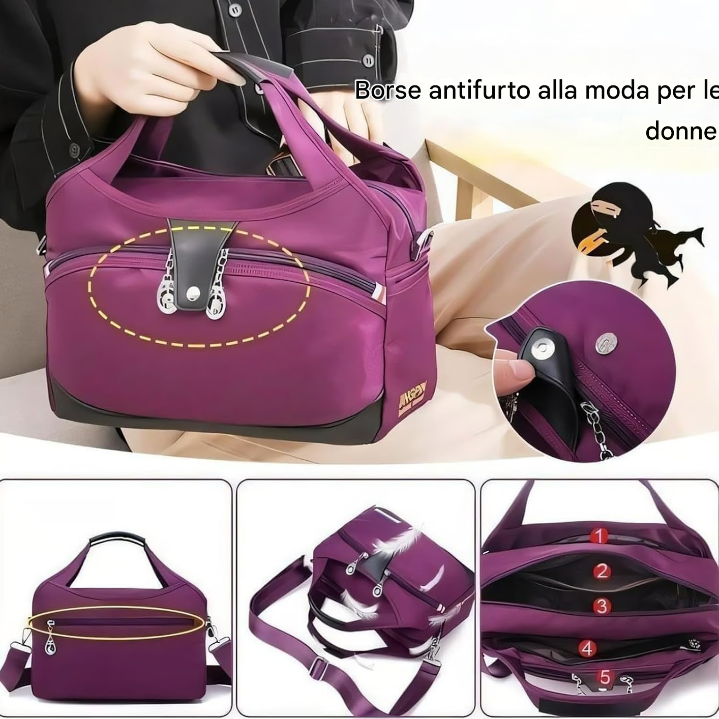   Miniatura 1 Miniatura 2 Miniatura 3 Miniatura 4 Miniatura 5 ❤️Sconto del per la Festa della Mamma🔥Borsa a mano antifurto di grande capacità