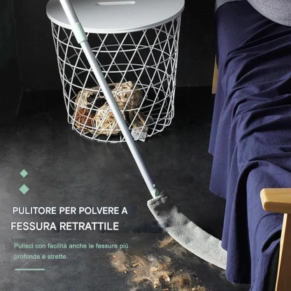 Manufatto di pulizia della polvere con fessura retrattile