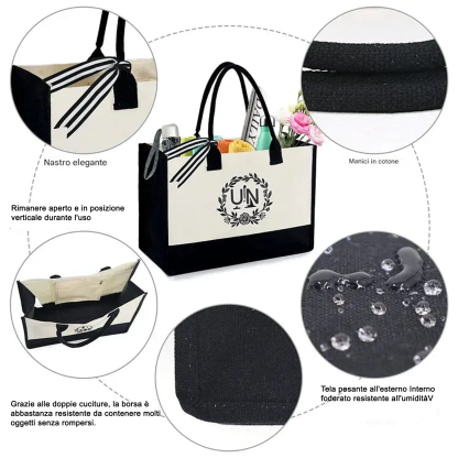 Regalo perfetto: borsa in tela con lettere da donna, borsa a mano semplice con tracolla e colori vivaci