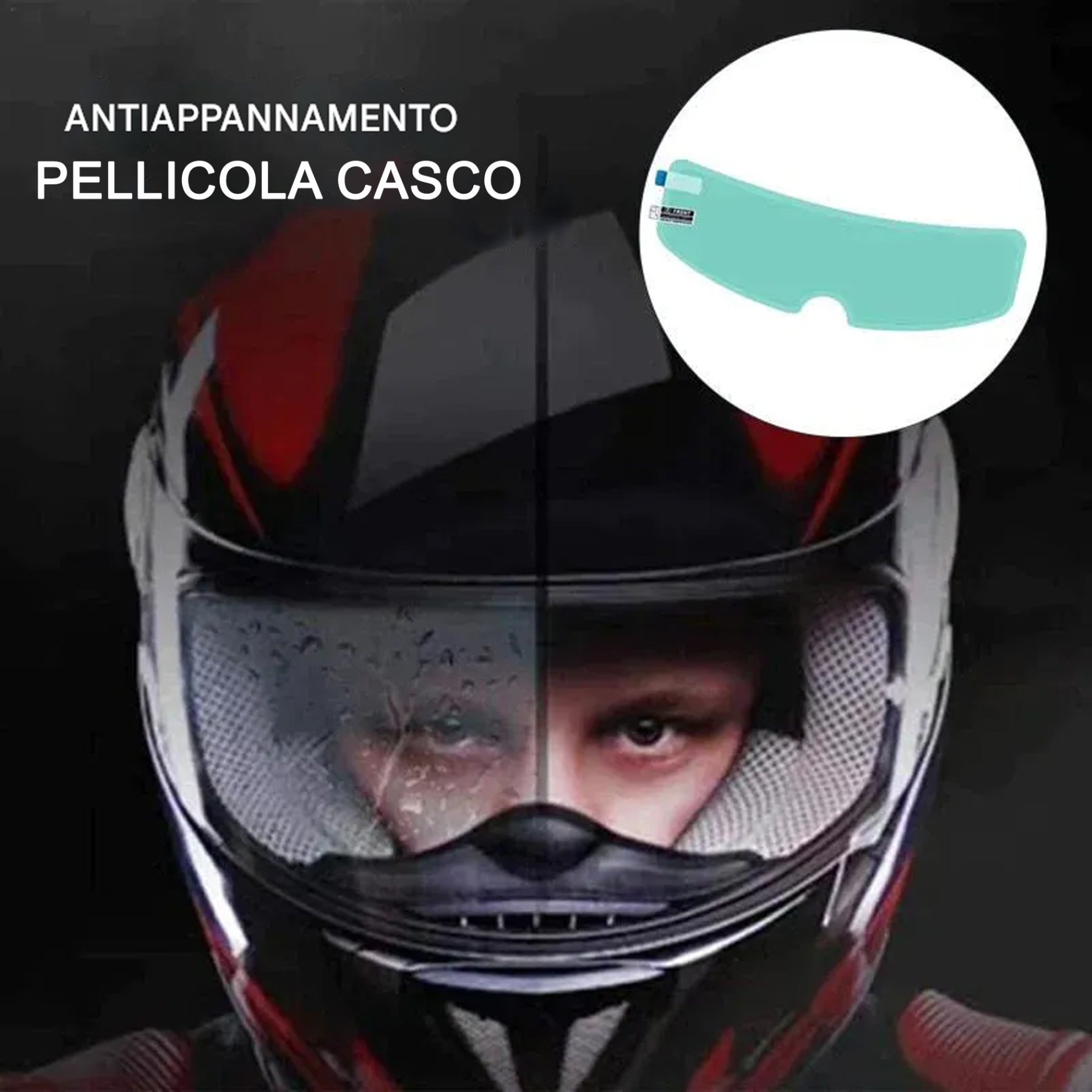 Pellicola antiappannamento o antipioggia per casco