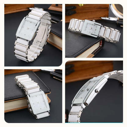 💞Modny ceramiczny kwadratowy zegarek kwarcowy⌚