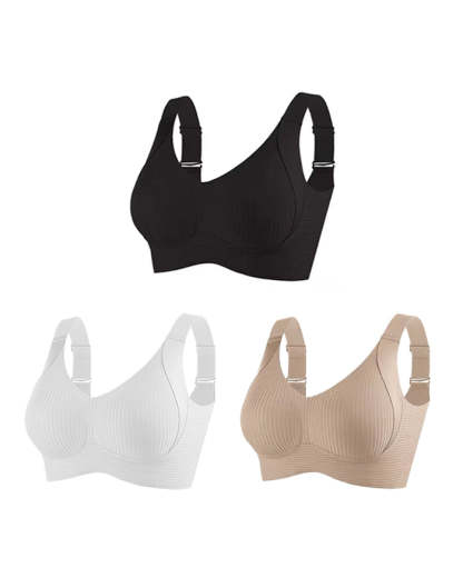 Reggiseno senza ferretto regolabile a quattro file in tinta unita da donna
