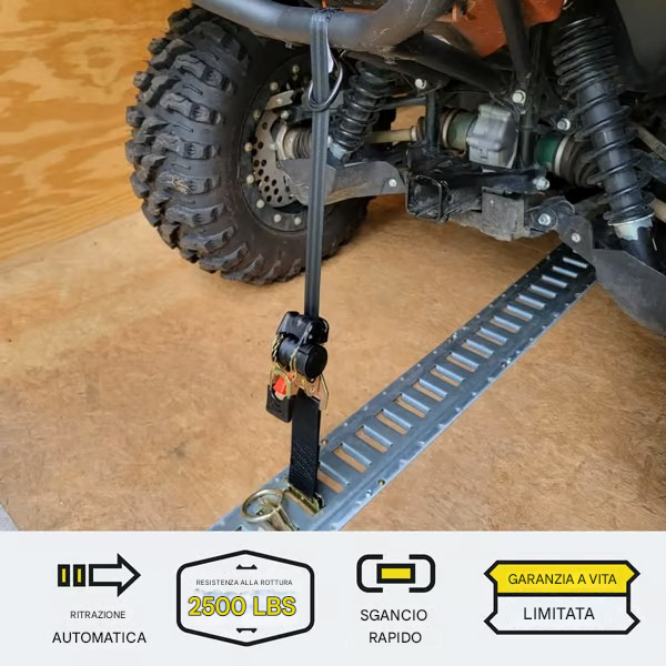 🔥 Cinghia a cricchetto retrattile per auto con kit di supporto per binario
