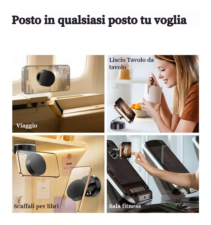Supporto magnetico per cellulare sottovuoto