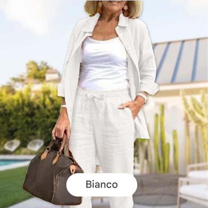 【M-4XL】🌿Camicetta in cotone e lino da donna e pantaloni a maniche lunghe