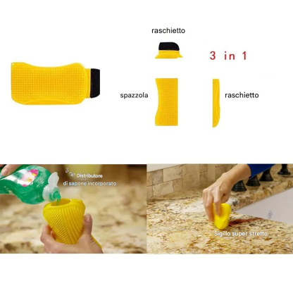 Spazzola per la pulizia in silicone 3 in 1