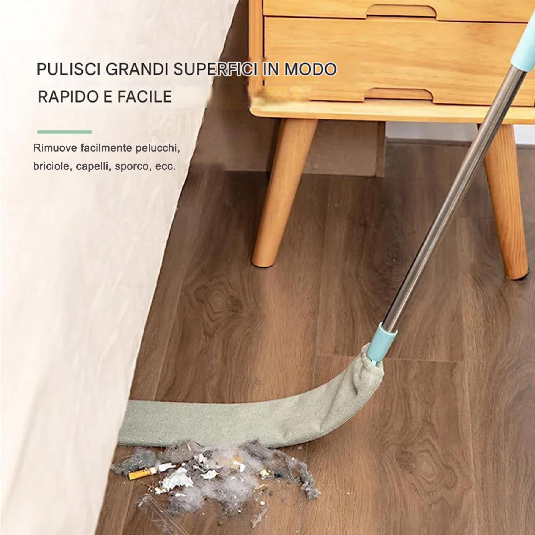 Manufatto di pulizia della polvere con fessura retrattile