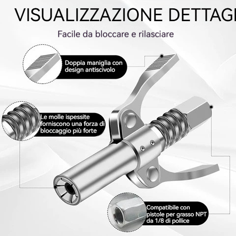 Pinza di bloccaggio a doppia impugnatura con ingrassatore