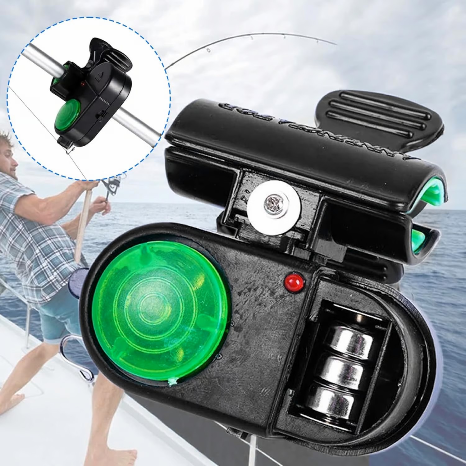 Segnalatore acustico da pesca con luce LED