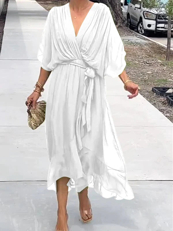 Elegante e raffinato abito in chiffon con scollo a V