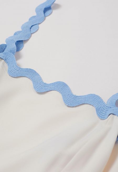 Abito Cami con fiocco con fiocco floreale ondulato azzurro cielo