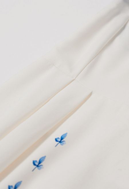 Abito Cami con fiocco con fiocco floreale ondulato azzurro cielo