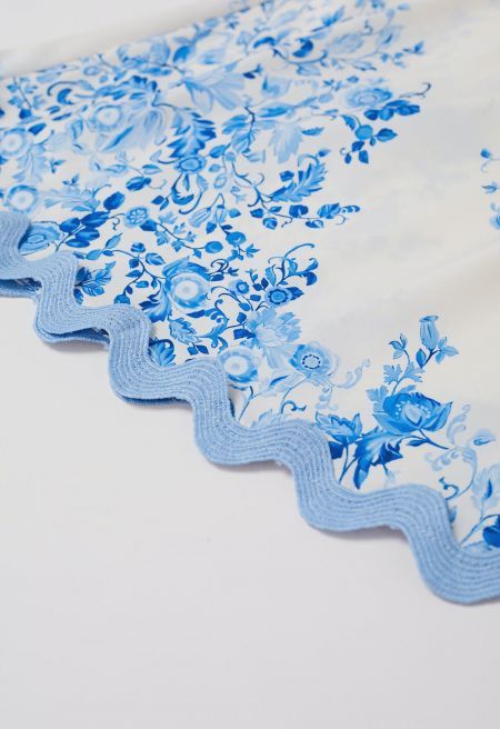 Abito Cami con fiocco con fiocco floreale ondulato azzurro cielo