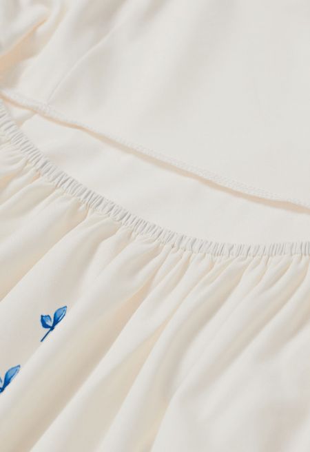 Abito Cami con fiocco con fiocco floreale ondulato azzurro cielo
