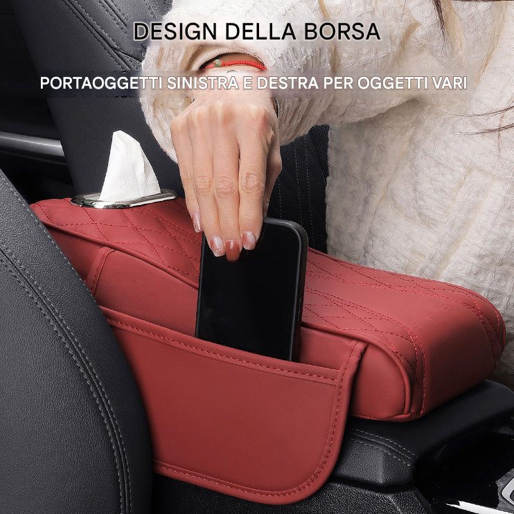 Tappetino per bracciolo auto, borsa portaoggetti universale, scatola per fazzoletti auto