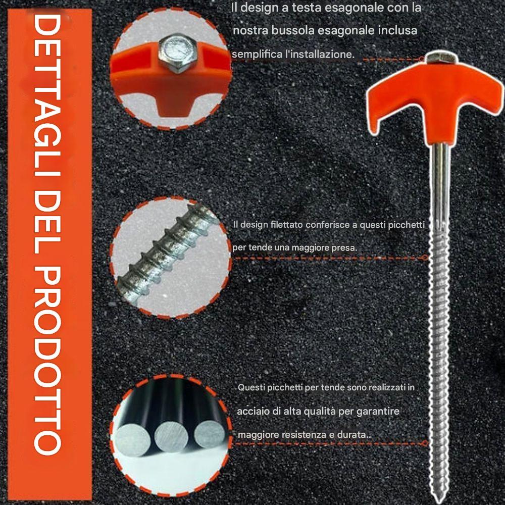 8/16 picchetti da tenda a vite da 8" - Ancoraggi a terra Picchetti da tenda a spirale esagonale fosforescenti - Luce notturna per esterni Picchetti da tenda filettati da 20 cm con testa esagonale in acciaio al carbonio M8