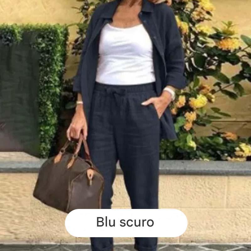 【M-4XL】🌿Camicetta in cotone e lino da donna e pantaloni a maniche lunghe