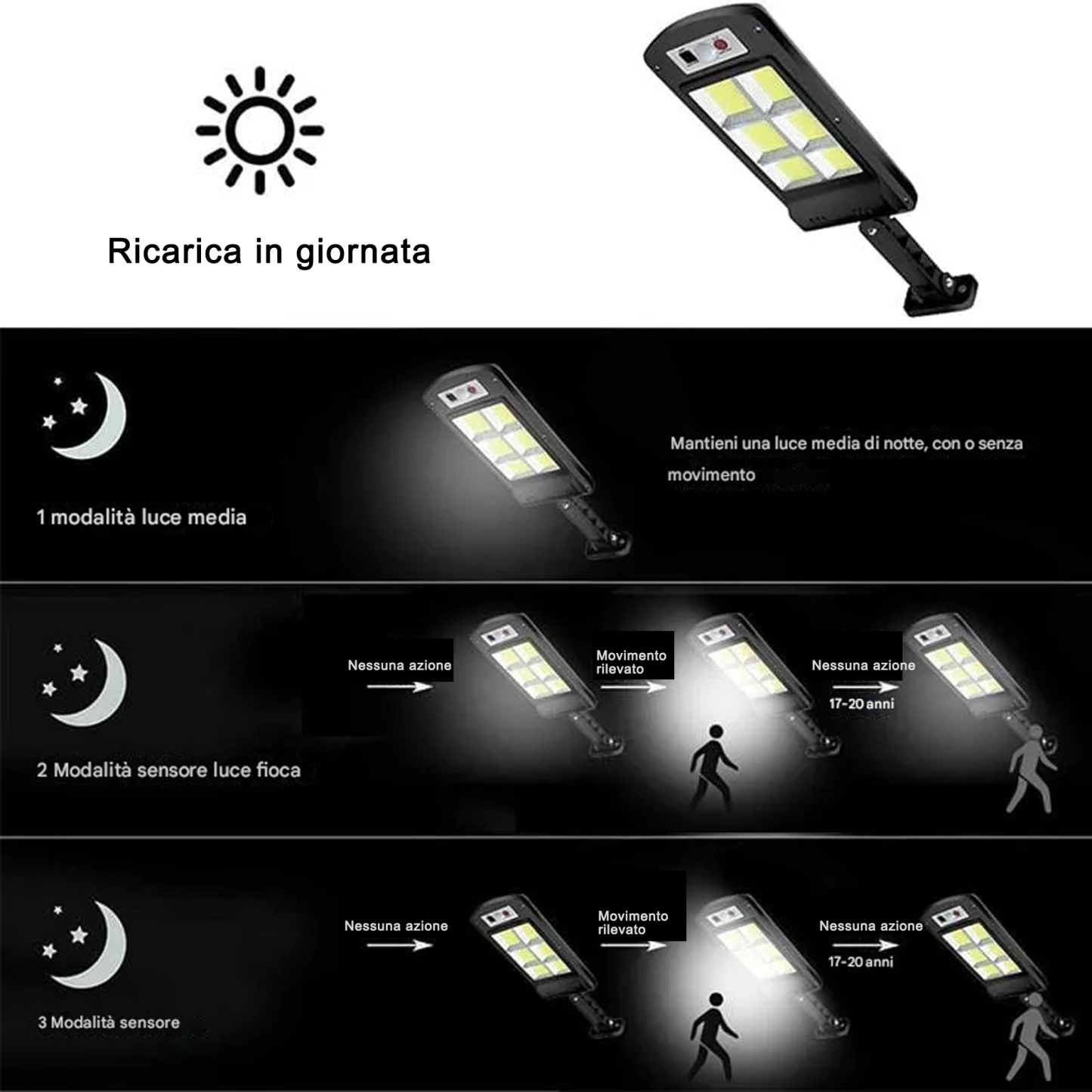 Lampada solare a LED per esterni