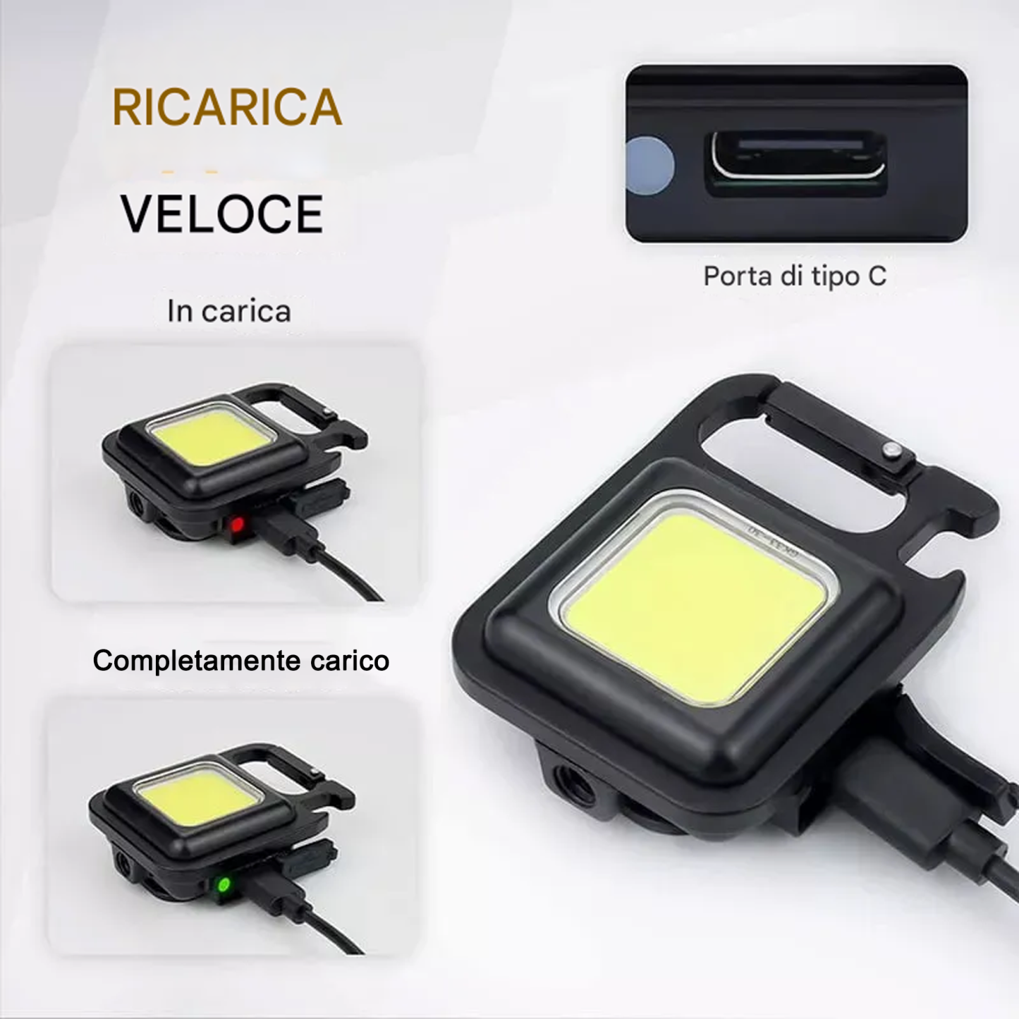 Portachiavi multifunzionale con luce di emergenza