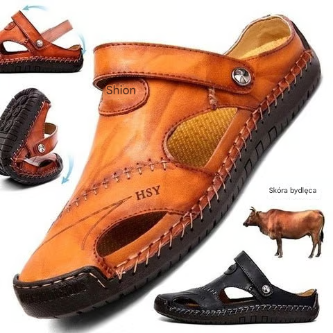 🔥👞Miękkie skórzane oddychające sandały męskie w dużym rozmiarze