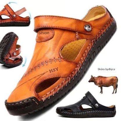 🔥👞Miękkie skórzane oddychające sandały męskie w dużym rozmiarze