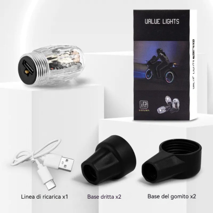 💥🏍️🚗【Acquista 2 e ricevi 2 gratis】Luci per valvole di moto e auto, luci decorative per valvole di pneumatici, ricaricabili, lampeggianti con vibrazione