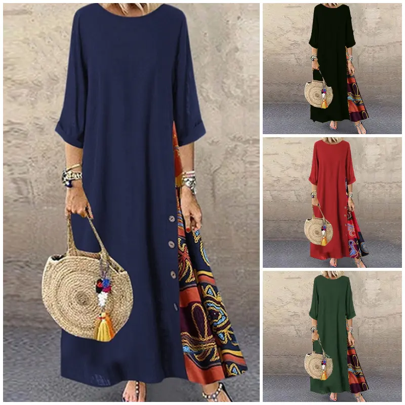 🌾【Offerta speciale】💕[M-5XL] Nuovo abito estivo retrò in lino - Morbido e confortevole al tatto