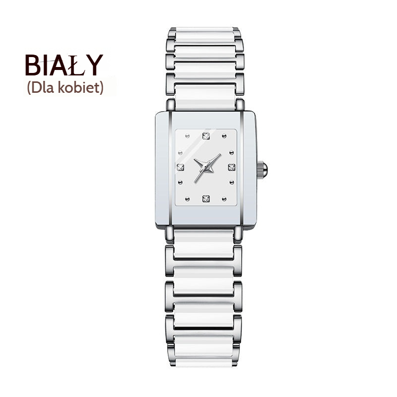 💞Modny ceramiczny kwadratowy zegarek kwarcowy⌚