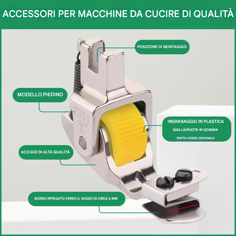 🔥 Piedino premistoffa versatile regolabile per orlo arrotolato