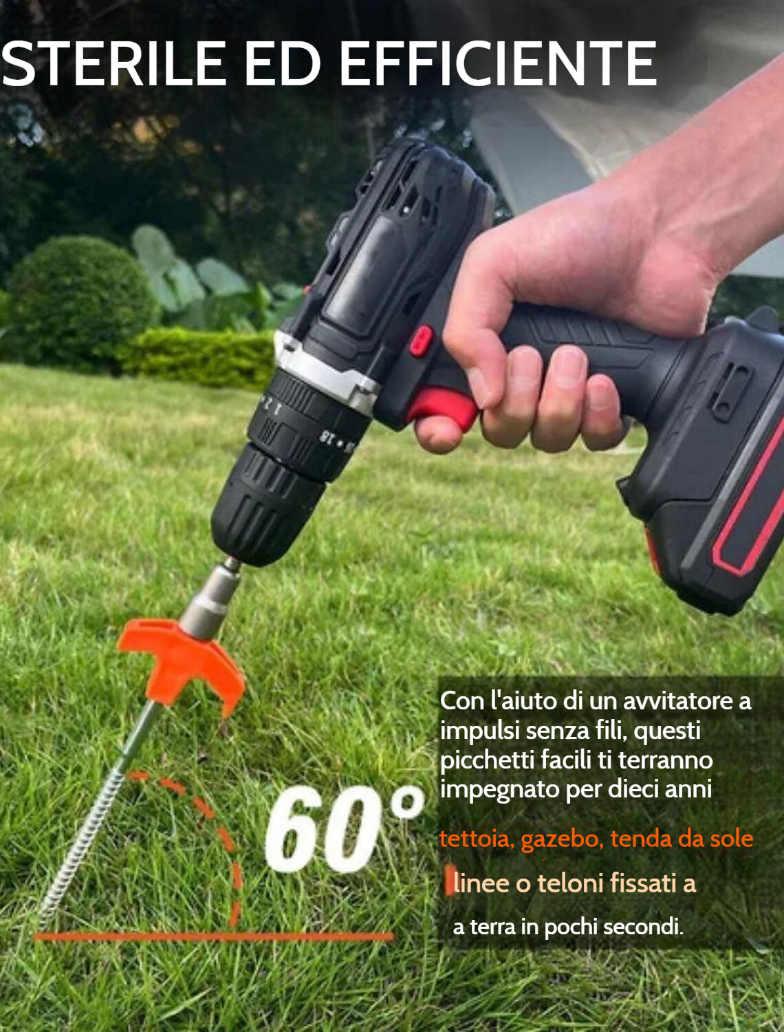 8/16 picchetti da tenda a vite da 8" - Ancoraggi a terra Picchetti da tenda a spirale esagonale fosforescenti - Luce notturna per esterni Picchetti da tenda filettati da 20 cm con testa esagonale in acciaio al carbonio M8