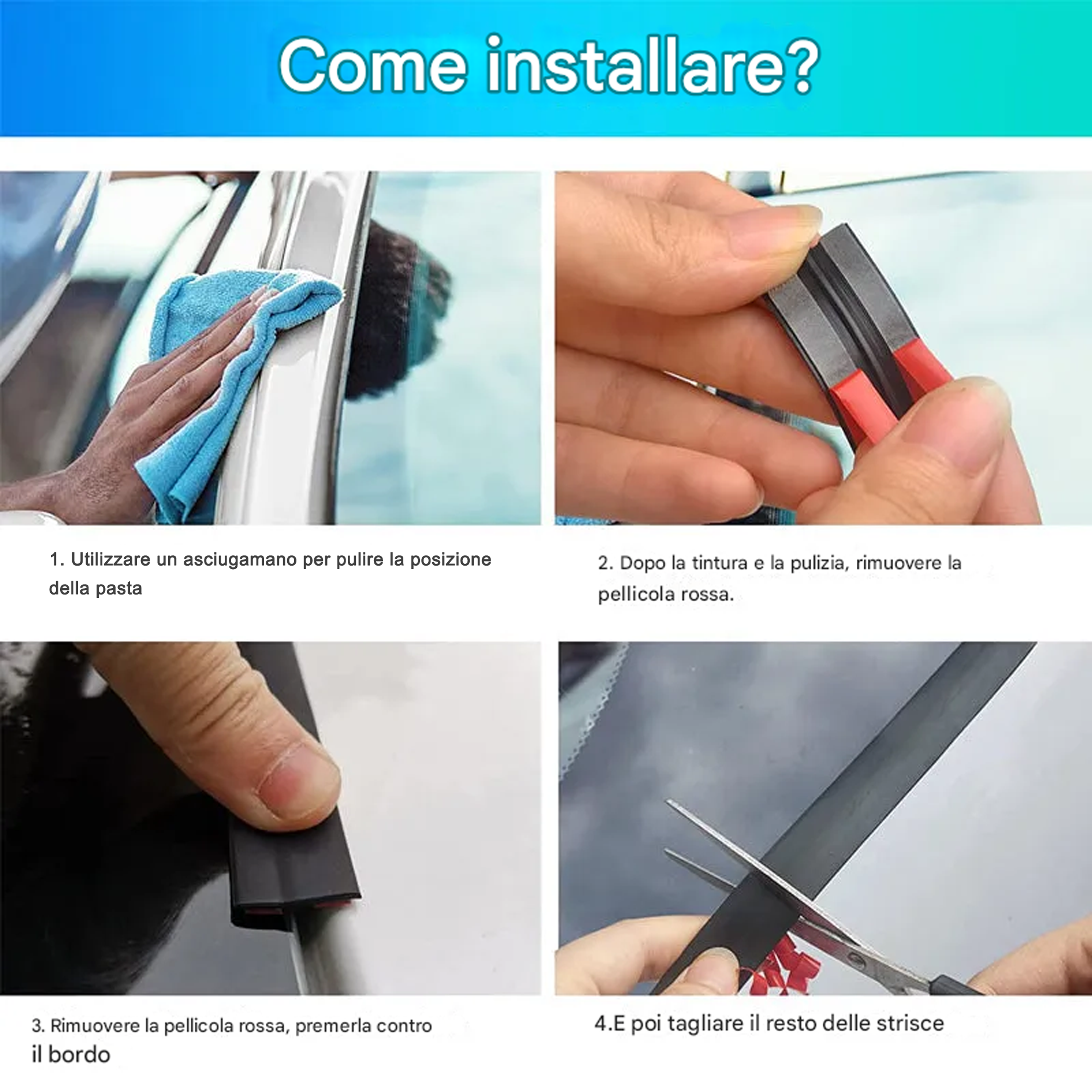 Guarnizione per il bordo del parabrezza dell'auto