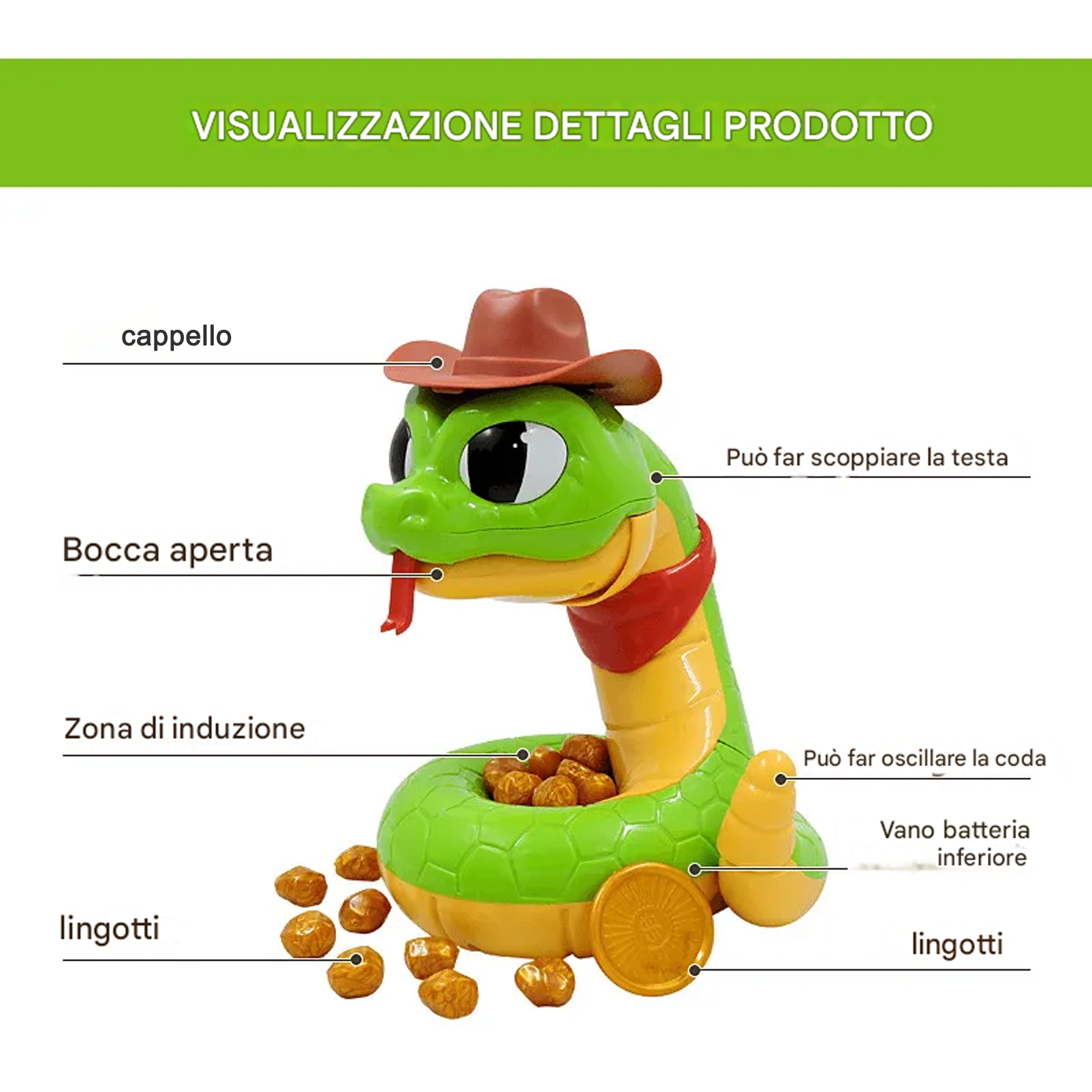 Giocattolo elettrico a forma di serpente a sonagli, ingannevole e spaventoso