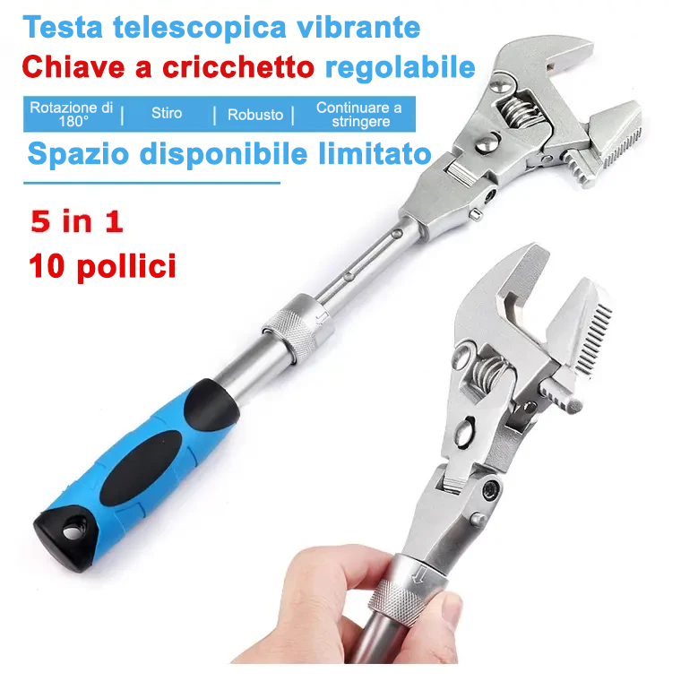 Chiave a cricchetto telescopica a cricchetto 5 in 1 con testa di agitazione