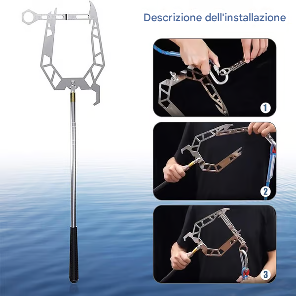 Gancio telescopico automatico per ormeggio di barche