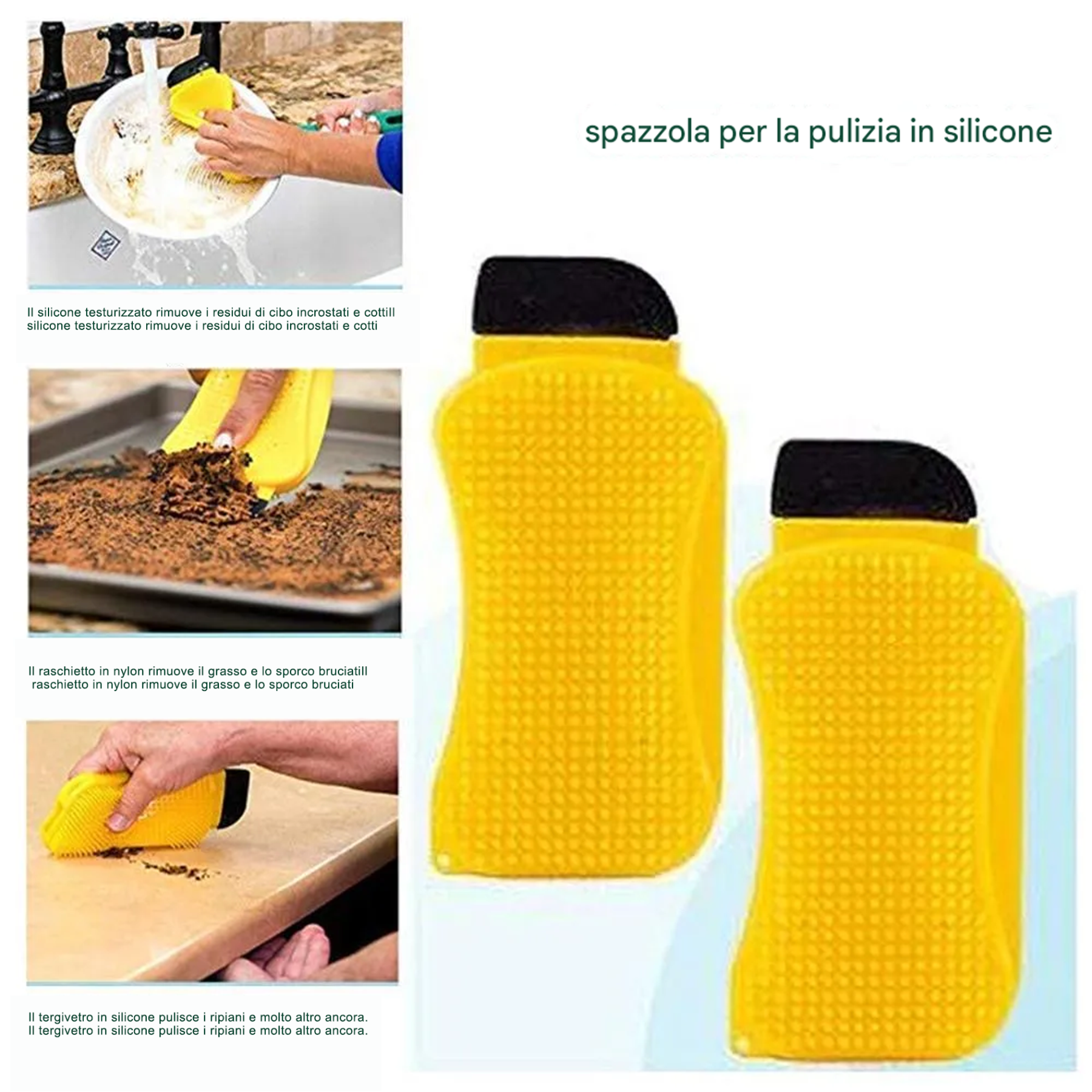 Spazzola per la pulizia in silicone 3 in 1