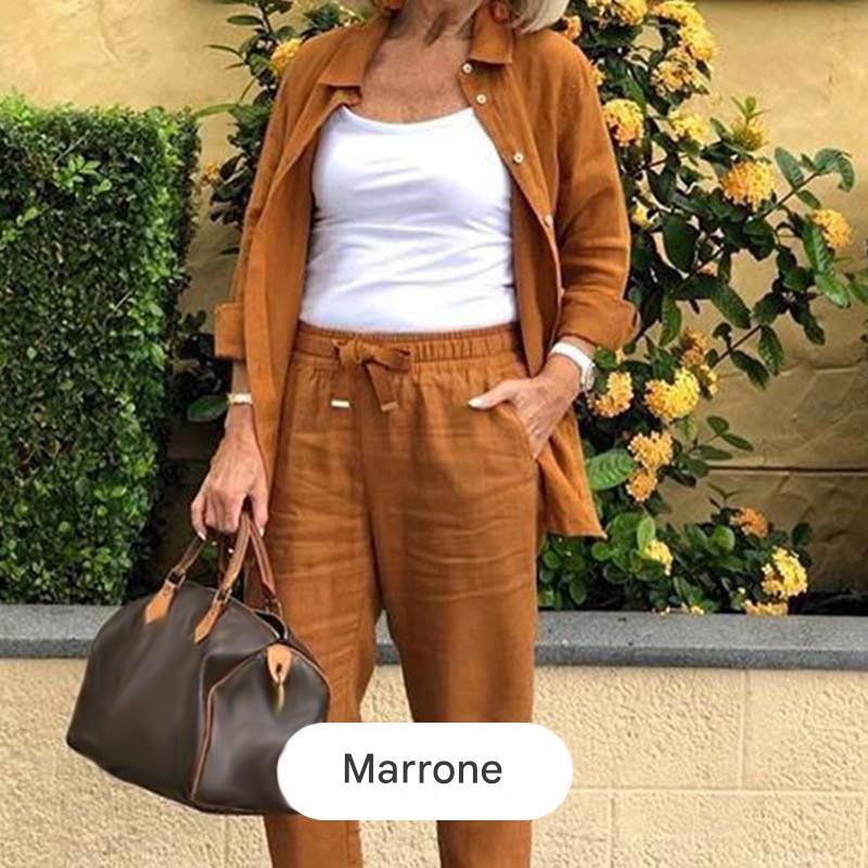 【M-4XL】🌿Camicetta in cotone e lino da donna e pantaloni a maniche lunghe