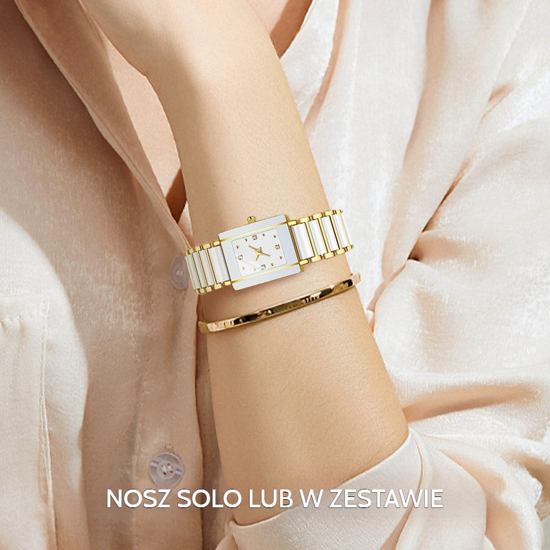 💞Modny ceramiczny kwadratowy zegarek kwarcowy⌚