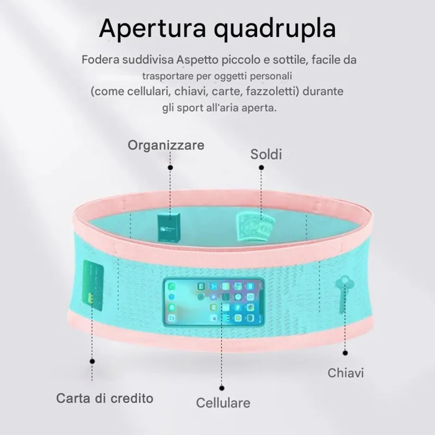Marsupio multifunzionale in maglia traspirante nascosto