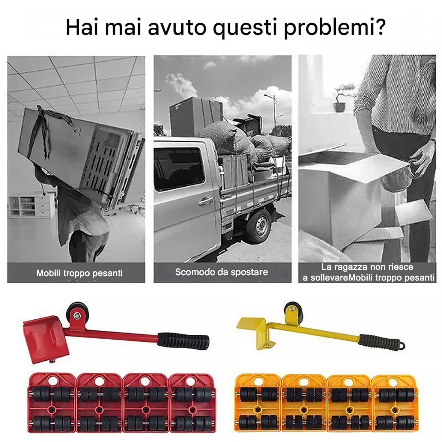 Set di utensili per traslochi con sollevatore per mobili, 4 confezioni