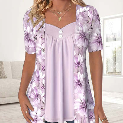 👚Top patchwork floreale irregolare da donna✨