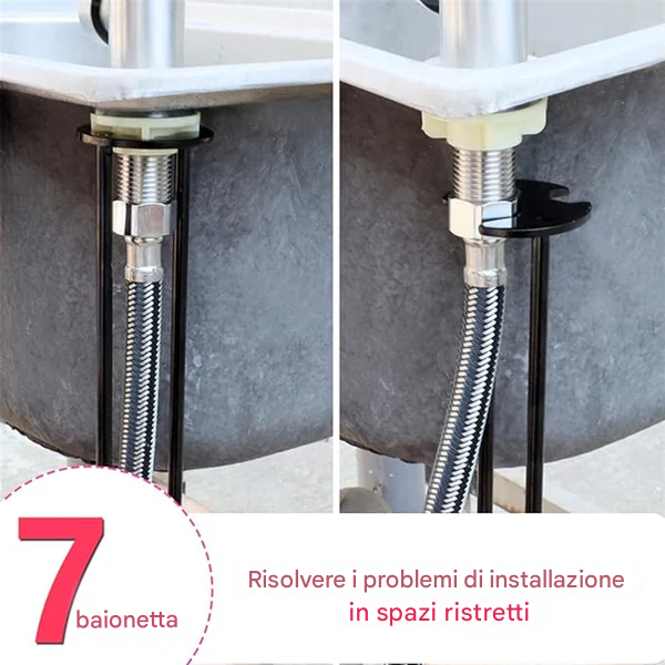 Descrizione Risolvere facilmente i problemi di installazione in spazi ristretti.🔥2025 Saldi 🔥🔧Chiave per lavello multifunzionale