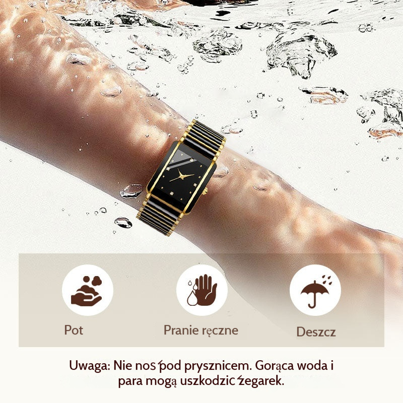 💞Modny ceramiczny kwadratowy zegarek kwarcowy⌚